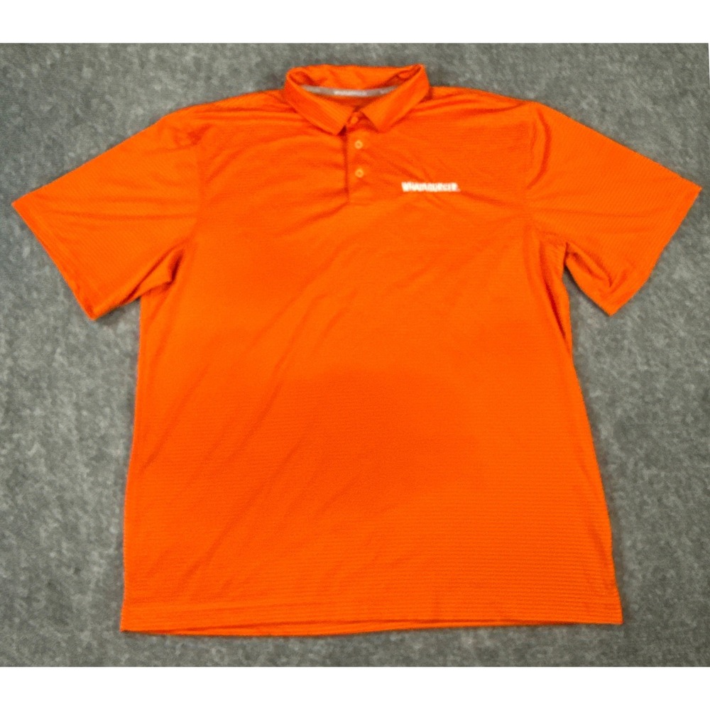Whataburger Mens Performance Polo Shirt Orange Striped Short Sleeve Logo Large
